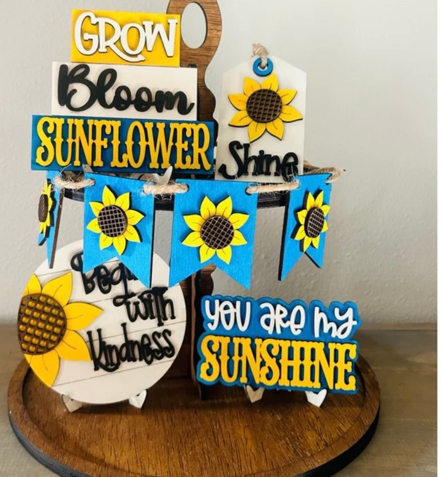 Sunflower Tiered Tray Kit Shelf Sitter Set
