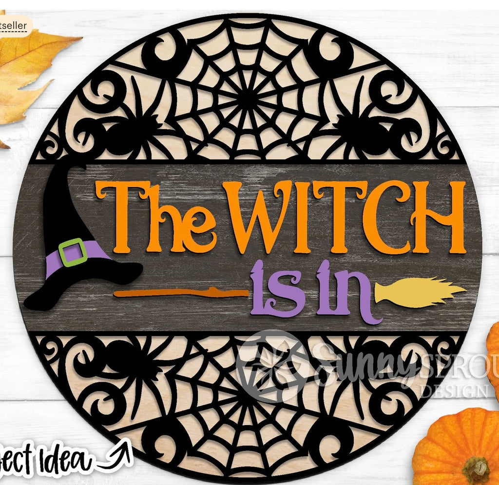 The Witch is in Wood DIY Door Hanger Blank: 12 or 18"