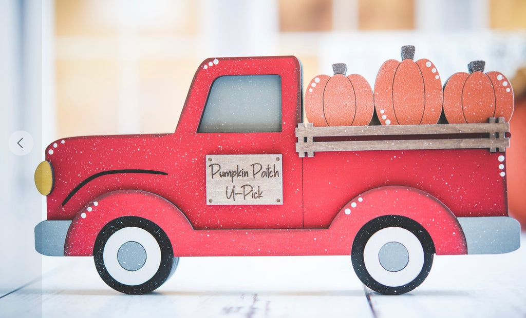 Pumpkin Truck Multi Layered DIY Wood Shelf Leaner: