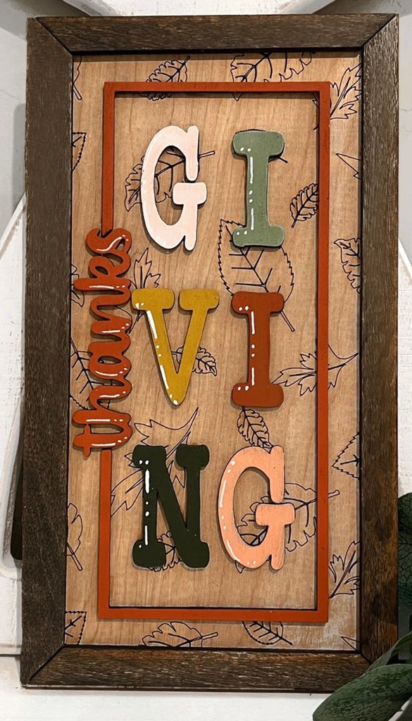"Thanks Giving"  DIY Wood Shelf Leaner Sign
