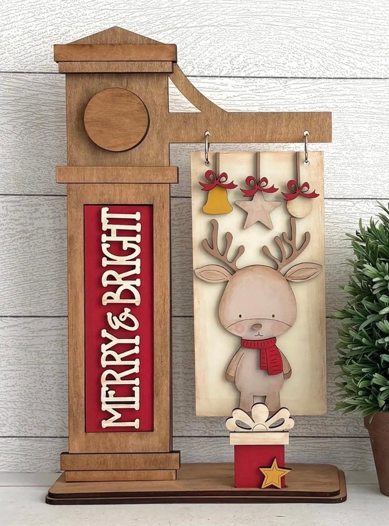 Merry and Bright Reindeer  DIY Wood Insert Kit for the Arm Stand: Insert Only