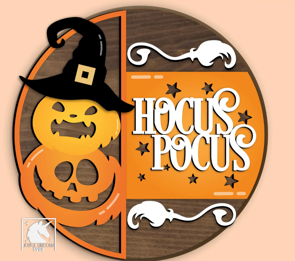 Hocus Pocus Pumpkin Witch Fall Halloween DIY Door Hanger Blank: 12 or 18"