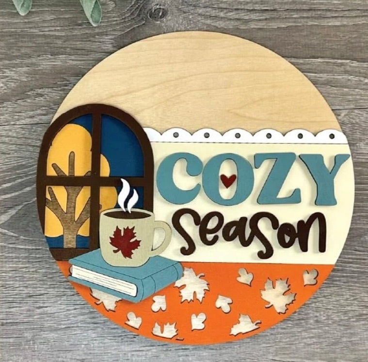 Cozy Season DIY Winter Wood Door Hanger Blank: 12" or 18"