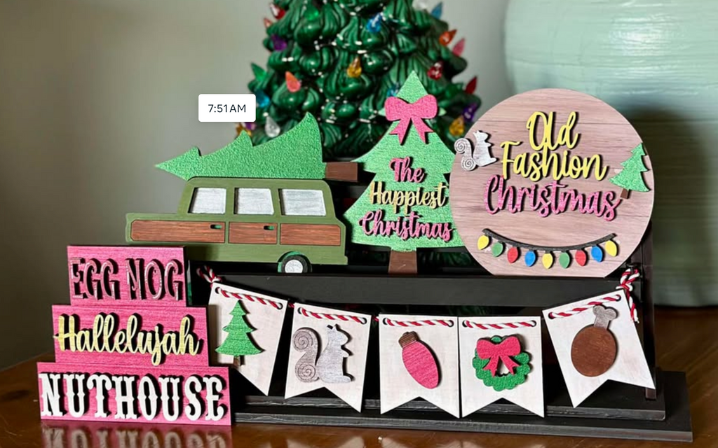 DIY Christmas Vacation Style Wood Tiered Tray Kit Shelf Sitter Set