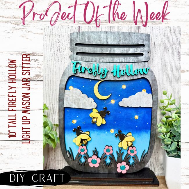 FIrefly Hollow Light UP Mason Jar Shelf Sitter Craft Kit