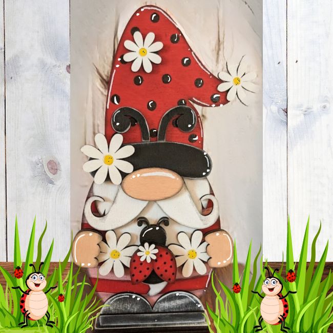 Lady Bug Gnomie DIY Wood Artsy Kit