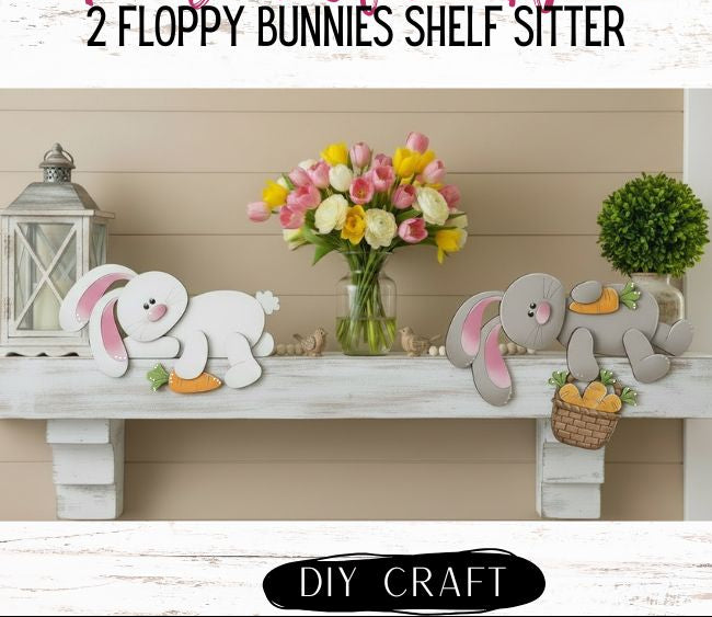 2 Piece Floppy Bunny Shelf Sitter  Craft Kit
