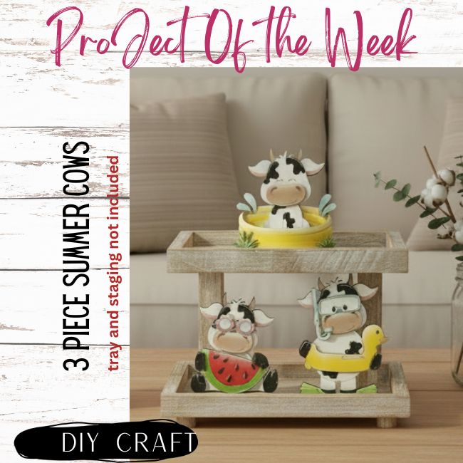 Summer Cow Shelf Sitter 3 Piece set Craft Kit