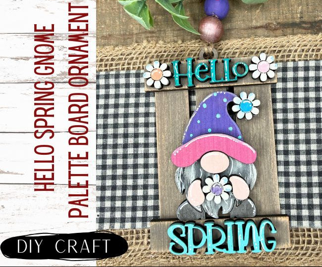 Hello Spring Gnome Palette Board Spring Ornament