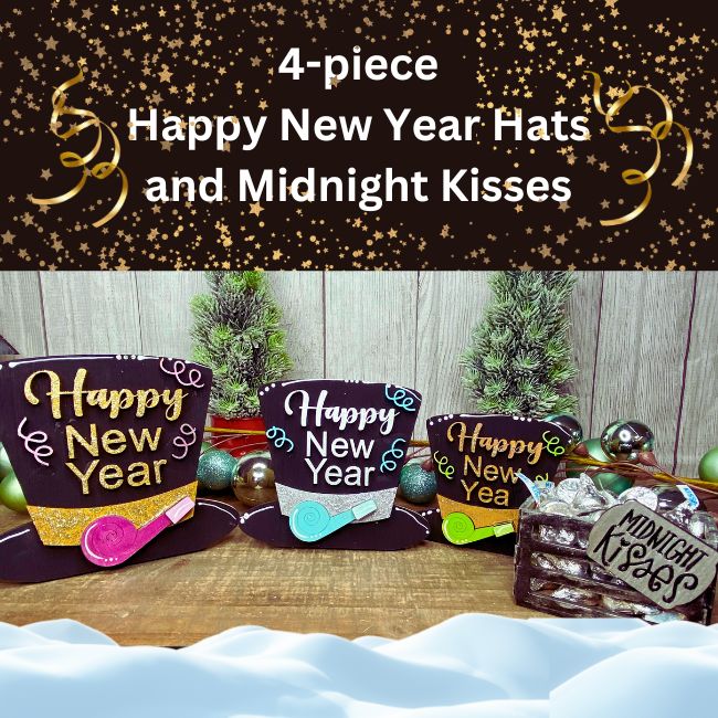 New Years Eve Celebration Hats and Midnight Kisses DIY Wood Shelf Leaner: