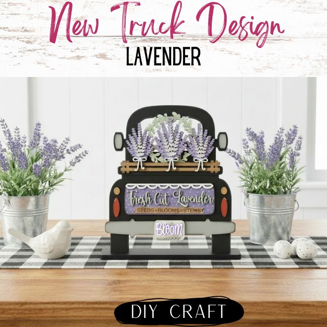 3D DIY Lavender themed Wood Truck  Insert: Insert Only for Double Sided Vintage Truck (Copy)