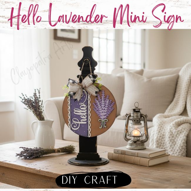 Hello Lavender 3D DIY Sign for Spindle Stand