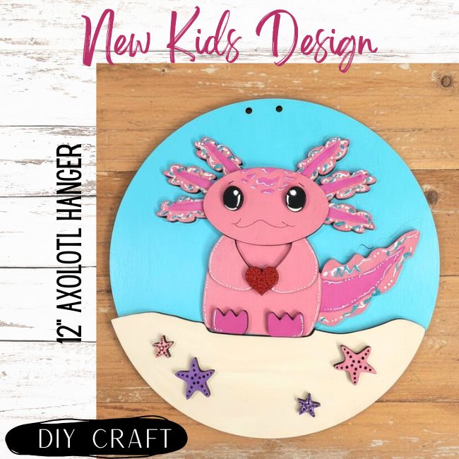 12" Kids Wood axolotl Hanger Paint Kit