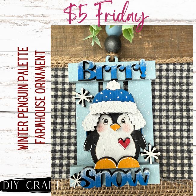 Winter Penguin Palette Farmhouse Winter Ornament DIY Craft Kit