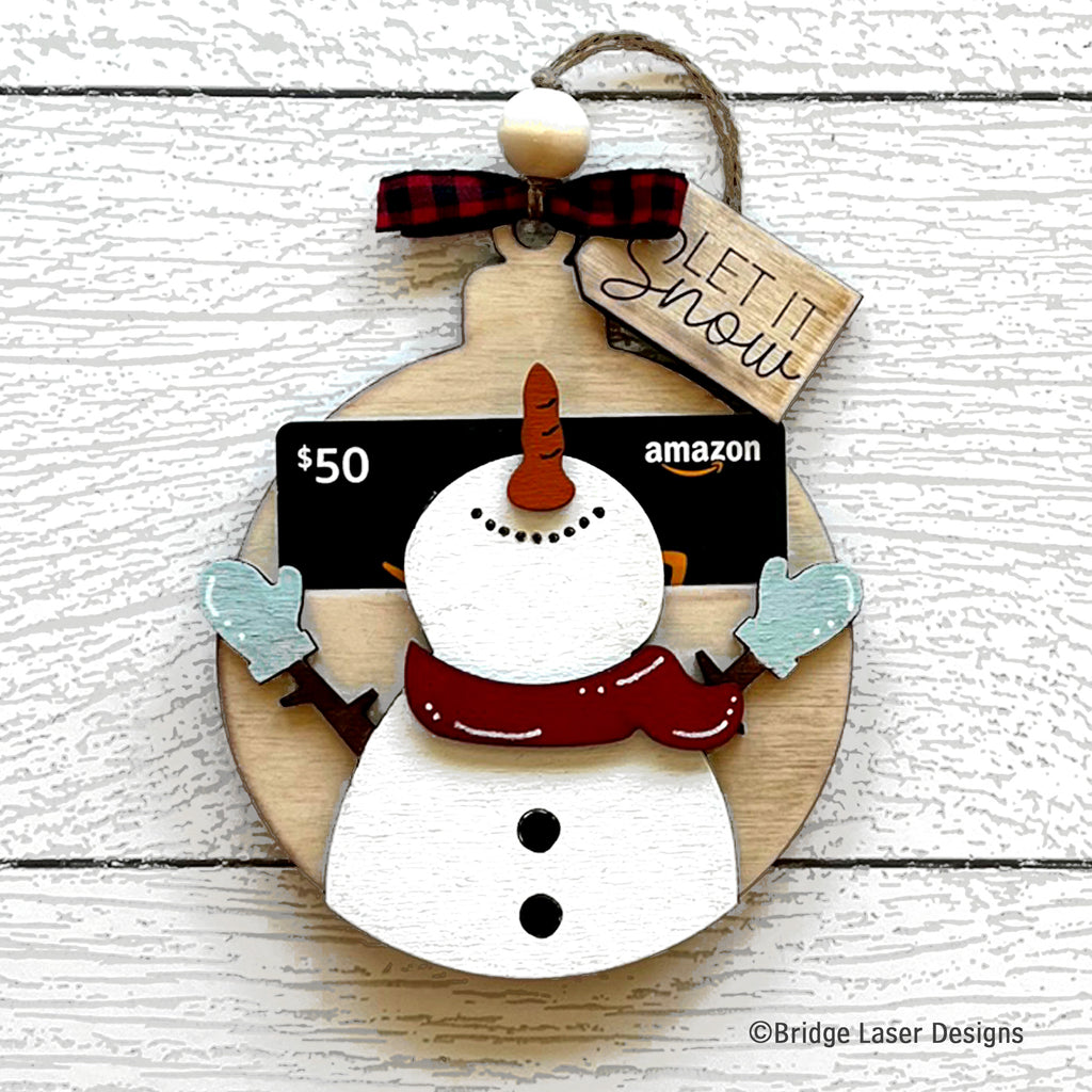 DIY Wood Blank Snowman Gift Card Holder