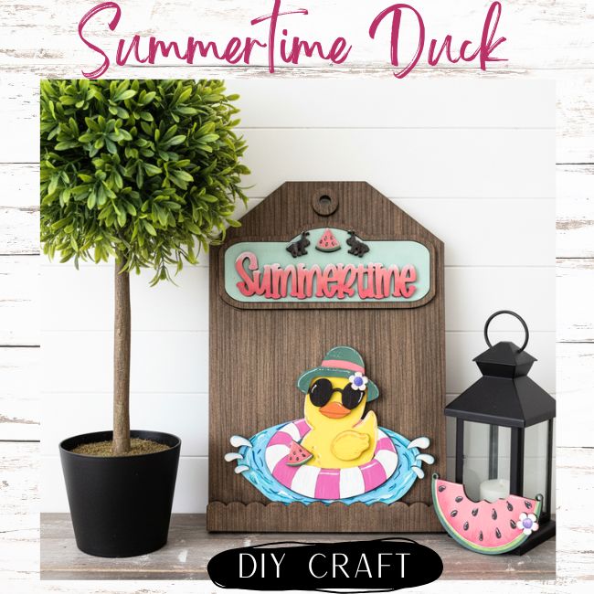 Summertime Duck  DIY Wood Insert Kit for the Giant Gift Tag: Insert Only