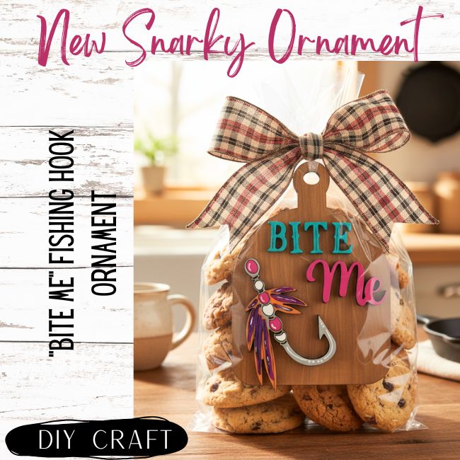 Bite Me Fish Hook Snarky Anytime Ornament