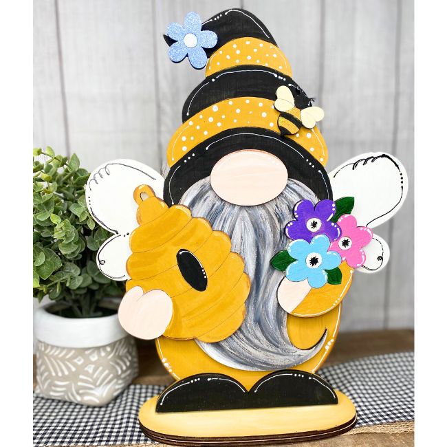 Bee Gnome 3D Wood DIY shelf sitter