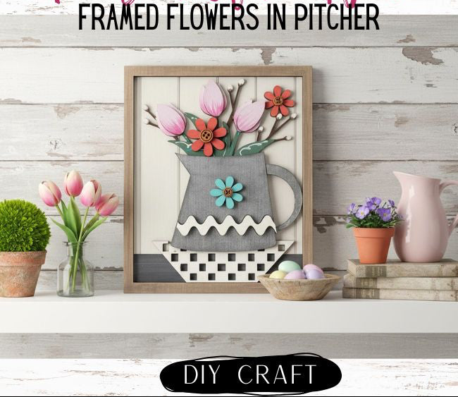 Framed Flowers in a Pitcher Shelf Sitter  Craft Kit