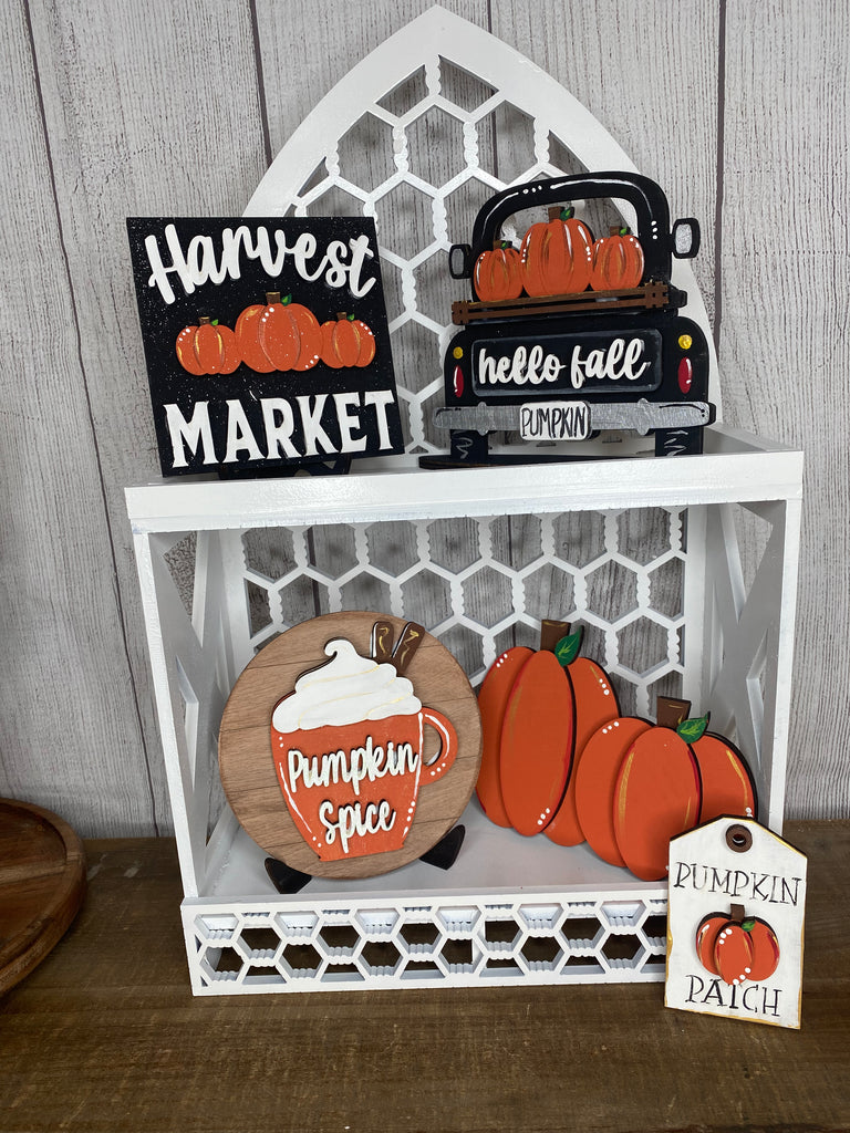 DIY Hello Fall Harvest Market Tiered Tray Kit Shelf Sitter Set