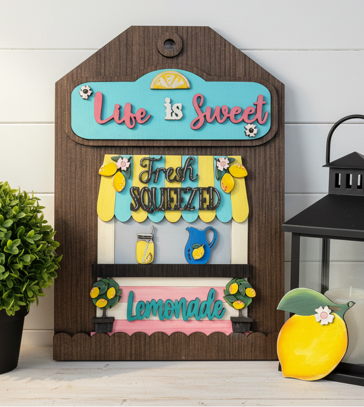 Lemonade Stand  DIY Farmhouse Craft Wood Insert Kit for the Giant Gift Tag: Insert Only