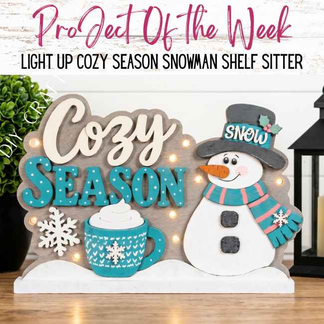 Cozy Season Light-Up Snowman & Hot Cocoa Sign DIY Wood Craft Kit