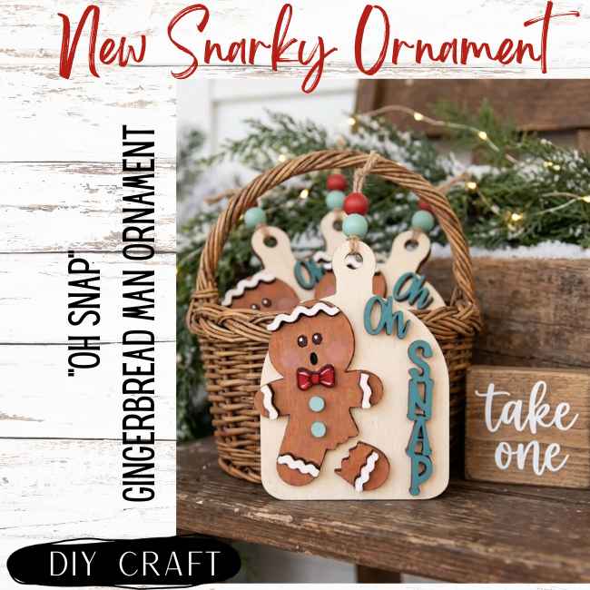 Oh Snap Gingerbread Wood Winter Ornament DIY Craft Kit