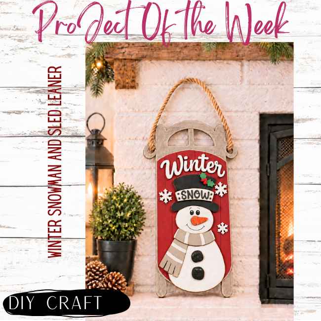 Winter Snowman Sled Leaner Shelf Sitter DIY Wood Craft Kit