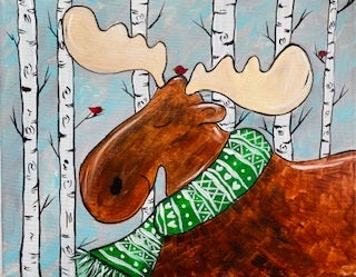Winter Moose Canvas Art Kit