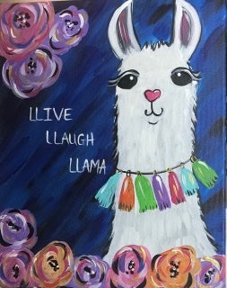 LIve, Laugh, Llama Kids Canvas and 3 D Wood Art Kit