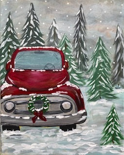 Winter Truck and wreath Adult Canvas Paint Kit