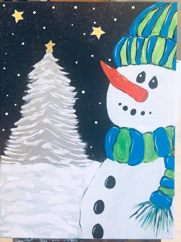 Silent Night Snowman canvas paint kit