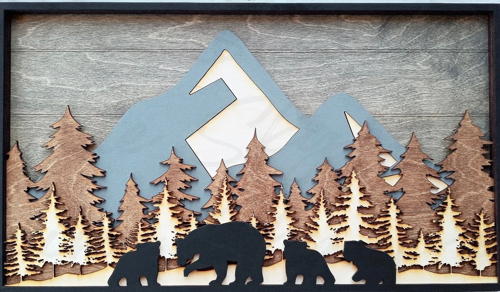 Wood DIY Mountain Bear Blank