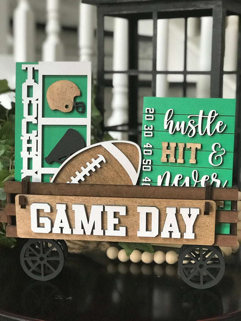 Football Game Day: DIY Wood Insert Kit: Shelf Sitter Insert Only for wagon and bench