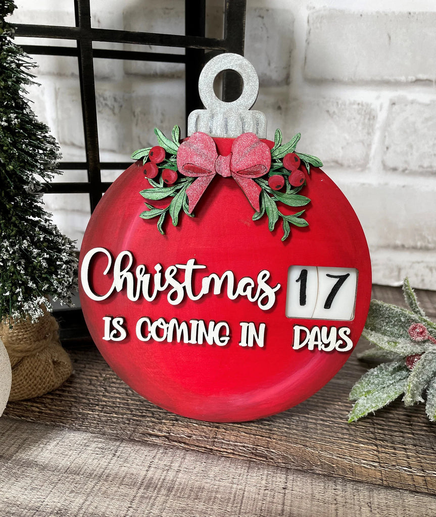 Wood 16" 3D Ornament Countdown Calendar with Stand